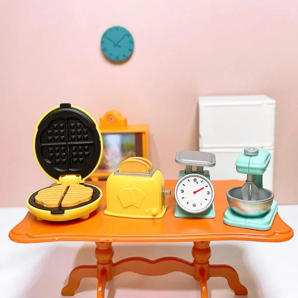 1/12 Dollhouse DIY Bear Biscuits Miniature Furniture Toaster Oven Mixer Electronic Scale Model Set Kitchen Toy For Girl Gift