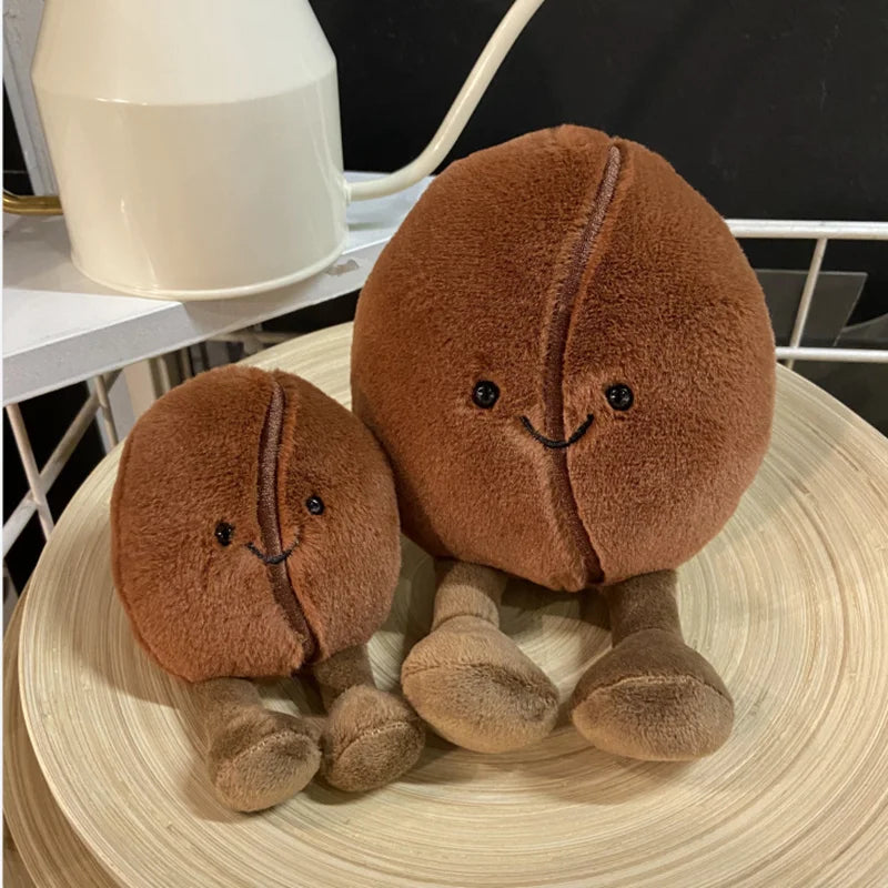 2 Sizes Lifelike Coffee Bean Plush Toy Soft Stuffed Smile Coffee Bean With Legs Funny Cute Toy For Children Decoration For Room