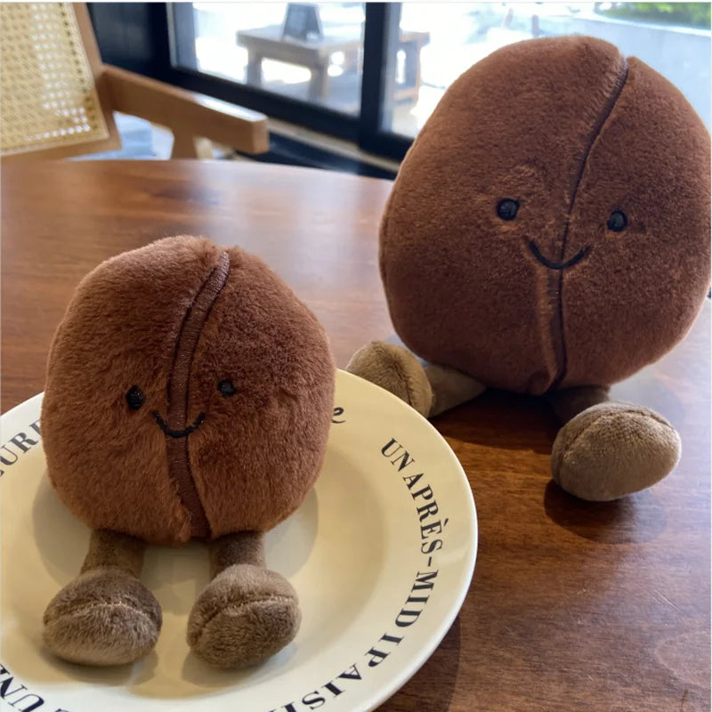 2 Sizes Lifelike Coffee Bean Plush Toy Soft Stuffed Smile Coffee Bean With Legs Funny Cute Toy For Children Decoration For Room