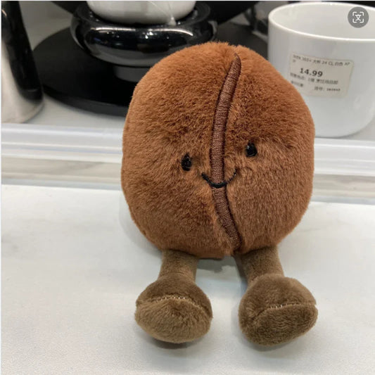 2 Sizes Lifelike Coffee Bean Plush Toy Soft Stuffed Smile Coffee Bean With Legs Funny Cute Toy For Children Decoration For Room