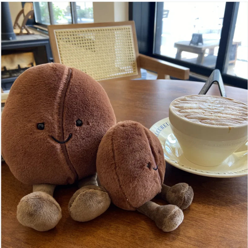 2 Sizes Lifelike Coffee Bean Plush Toy Soft Stuffed Smile Coffee Bean With Legs Funny Cute Toy For Children Decoration For Room