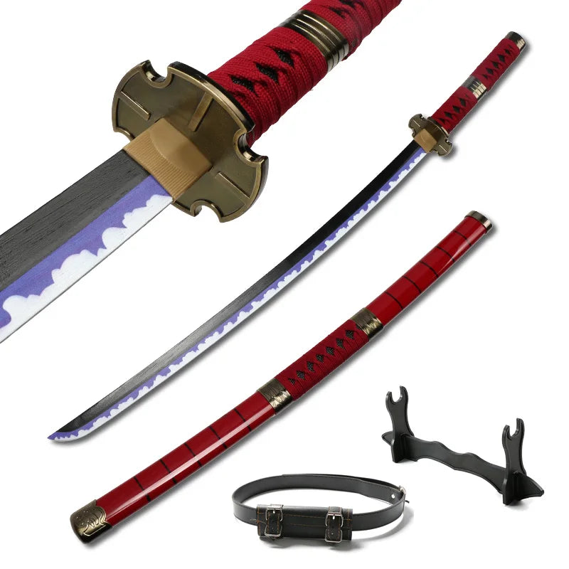 3-pcs Set Roronoa Zoro Swords 104cm Handmade Katana Japanese Anime Cosplay Sword Shusui Enma Kitetsu Free sword holder and belt