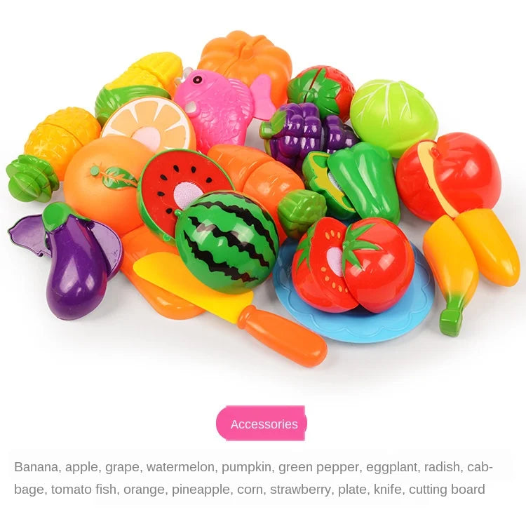 6/10/13/24Pcs Kitchen Fun Cutting Fruits and Vegetables Food Play House Set Puzzle Education Toys For Kids Boys Girls Xmas Gifts