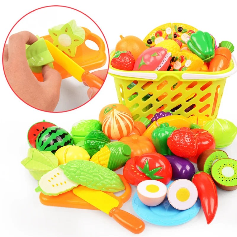 6/10/13/24Pcs Kitchen Fun Cutting Fruits and Vegetables Food Play House Set Puzzle Education Toys For Kids Boys Girls Xmas Gifts