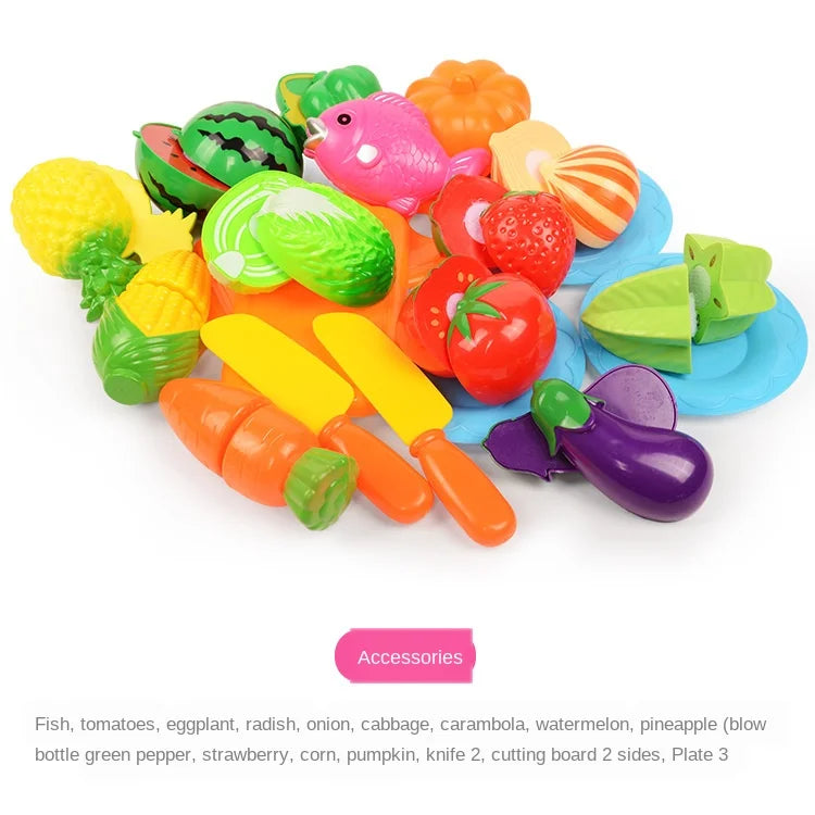 6/10/13/24Pcs Kitchen Fun Cutting Fruits and Vegetables Food Play House Set Puzzle Education Toys For Kids Boys Girls Xmas Gifts