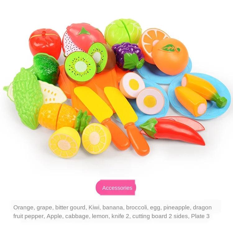 6/10/13/24Pcs Kitchen Fun Cutting Fruits and Vegetables Food Play House Set Puzzle Education Toys For Kids Boys Girls Xmas Gifts