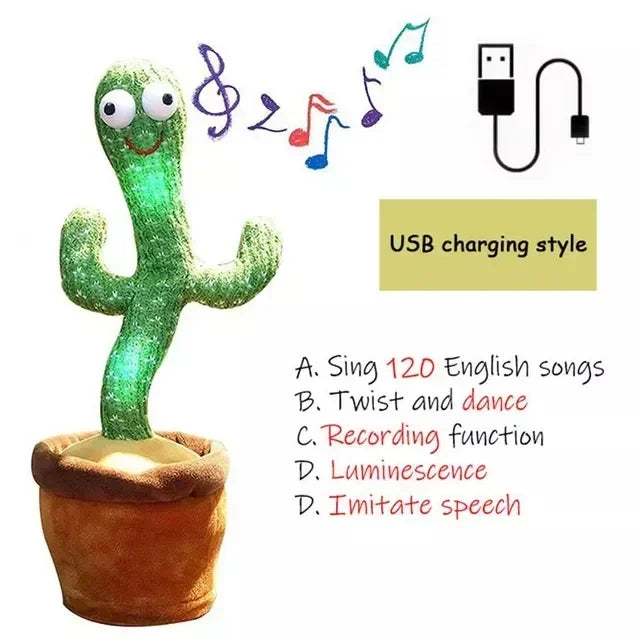 A Talking Cactus Toy That Can Be Charged Recorded and Repeated Suitable for Spanish English and Arabic Voice Changer for Kids