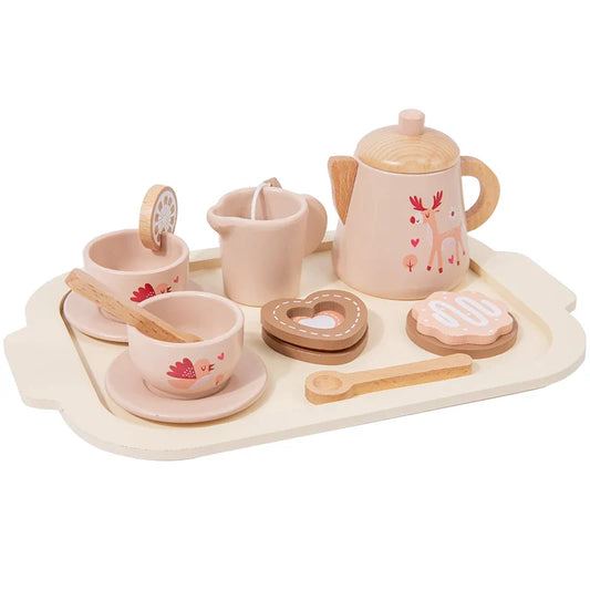 Afternoon Tea Set Wooden Toy Pretend Play Food Learning Role Play Game Early Educational Toys for Toddlers Girls Boys Kids Gifts