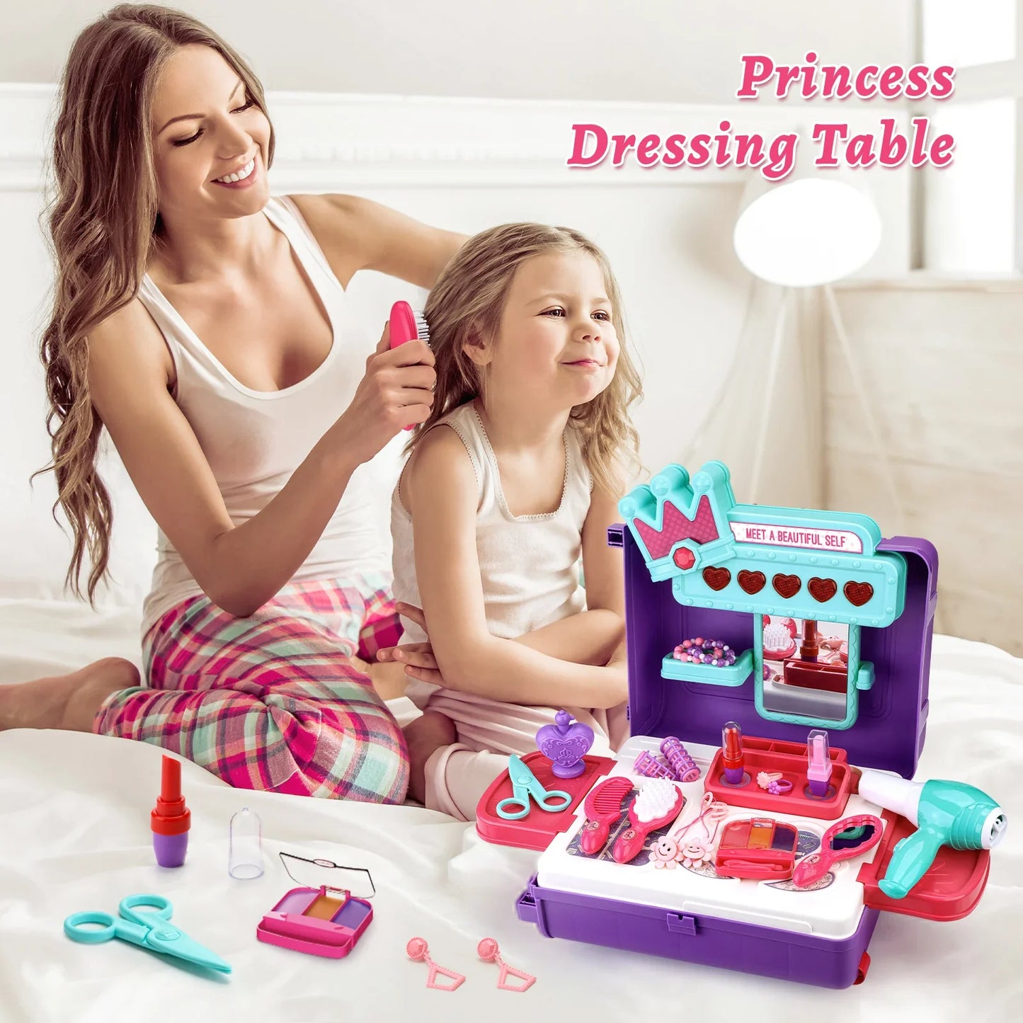 Children's 3-in-1 transformable travel suitcase for boys and girls, makeup tools, playhouse toys