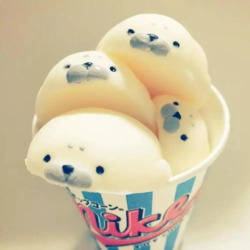 Cute Animal Squeeze Toy Soft White Seal Stress Relieve Squeeze Healing Toy Adult Kids Gift