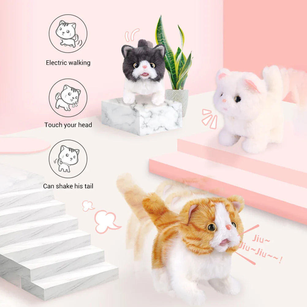 Electric cat plush toy simulation cat walking crying pet plush toy girl doll good playmate for kids