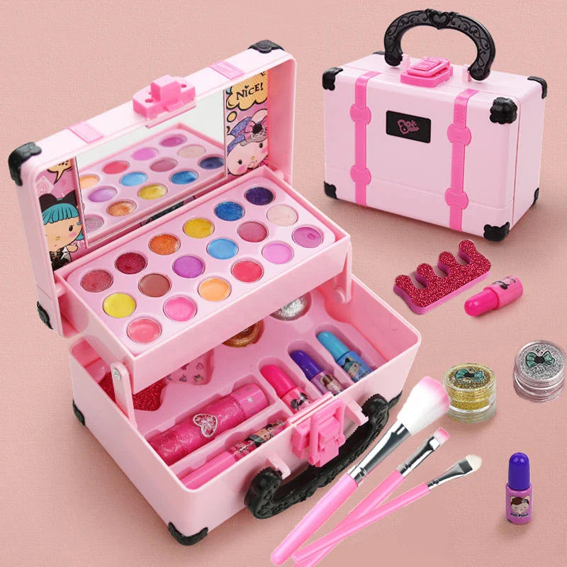 Kids Makeup Cosmetics Playing Box Princess Makeup Girl Toy Play Set Lipstick Eye Shadow Safety Nontoxic Kids Toys for Girls