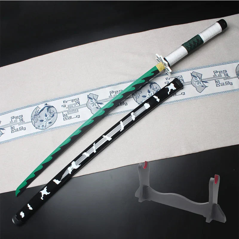 Metal Demon Slayer Katana 104cm/41" Cosplay Weapons Props Toy Sword Kimetsu No Yaiba Sanemi with a Sword Holder