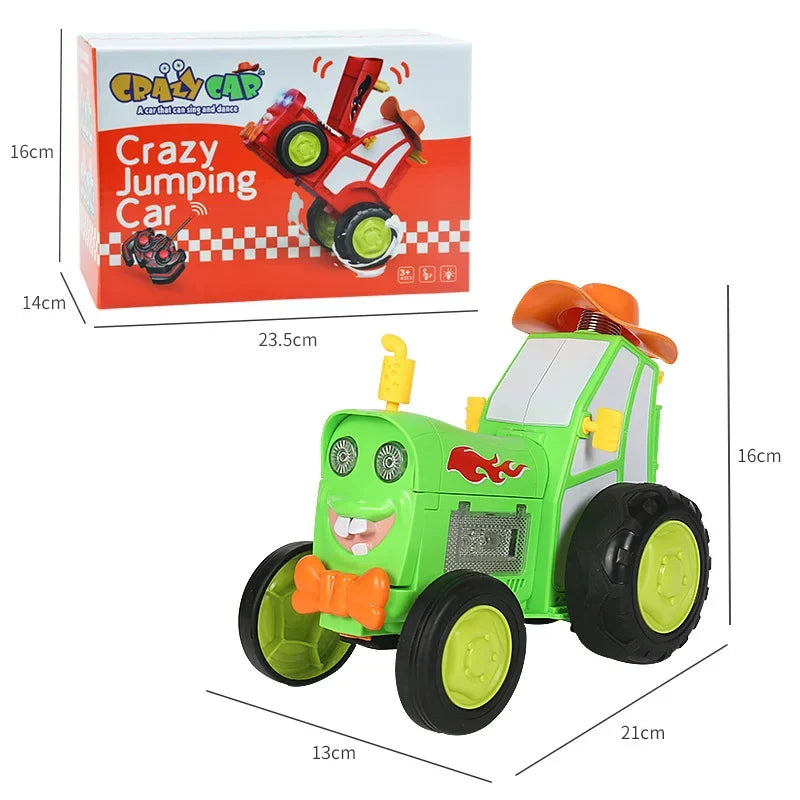 Mini Car Music Light Crazy Jumping Car Infrared Remote Control Stunt Car Upright Walking Truck Fun And Funny Children's Toy Gift