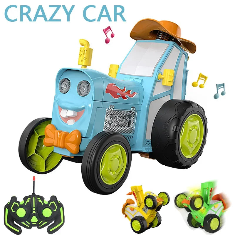 Mini Car Music Light Crazy Jumping Car Infrared Remote Control Stunt Car Upright Walking Truck Fun And Funny Children's Toy Gift