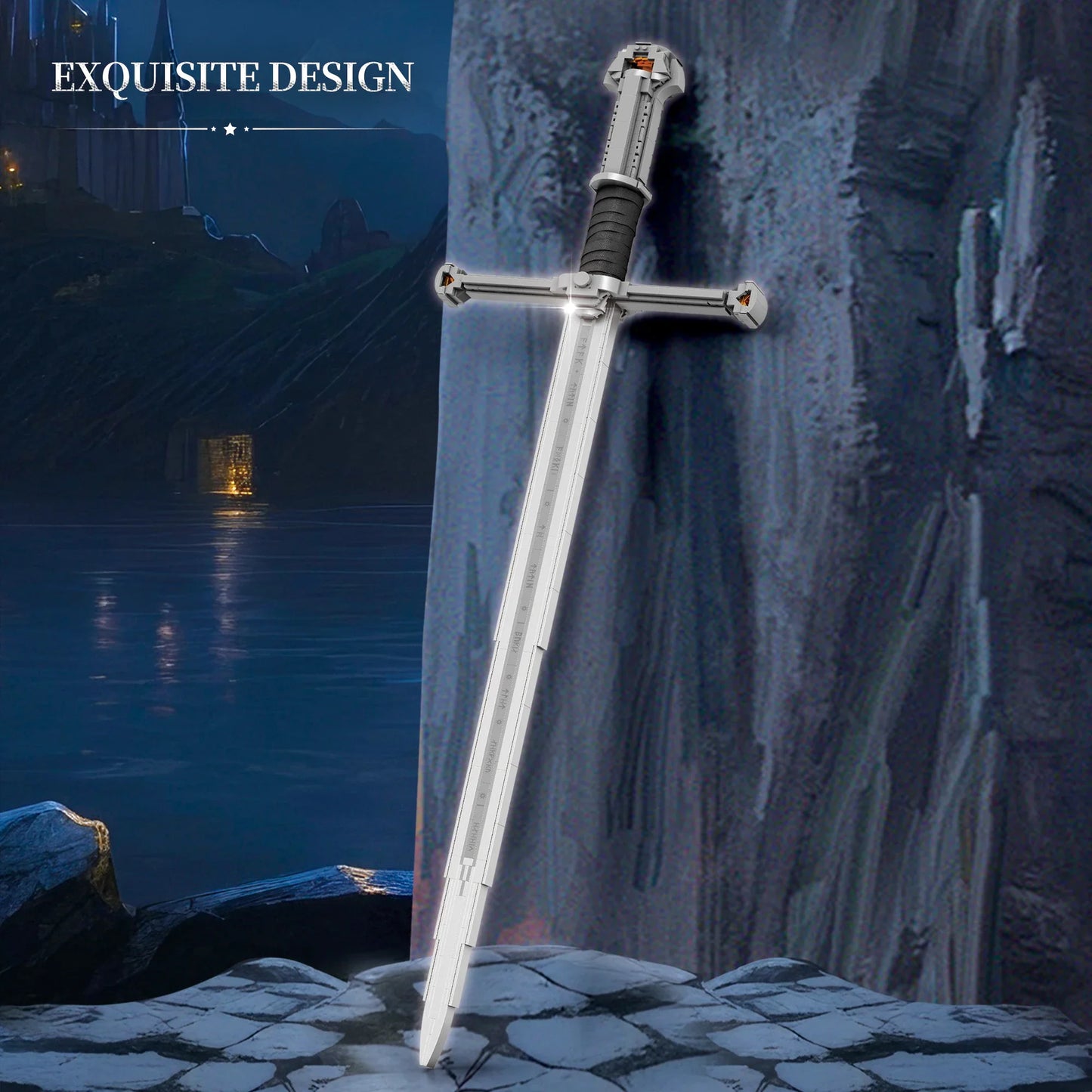 Moveis Series Narsil Holy Sword Building Blocks MOC Medieval Knight Weapon Model Cosplay Kids Assembled Toys Boy's Birthday Gift