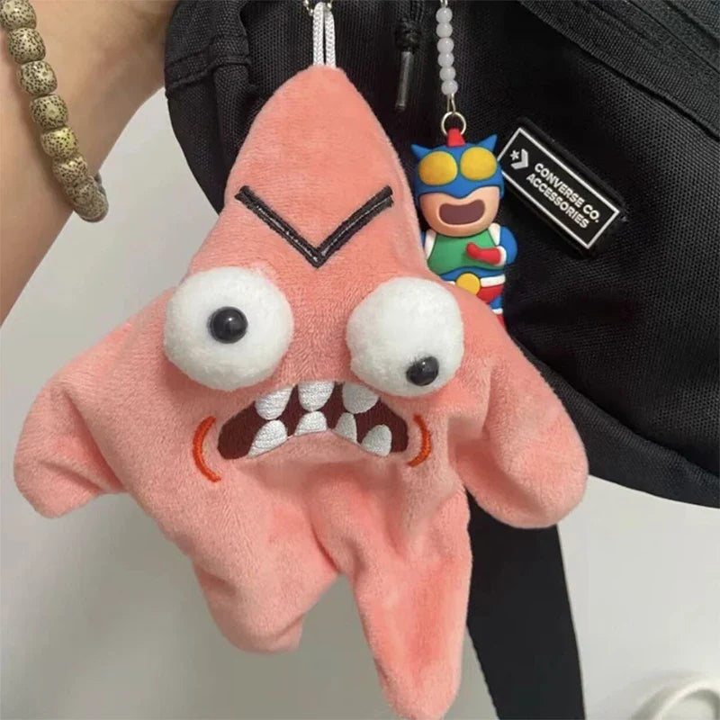 Moving Angry Jumping Star Plush Toy Book Bag Keychain Doll Expression Star Plush Soft Kawaii Children Toy Gift