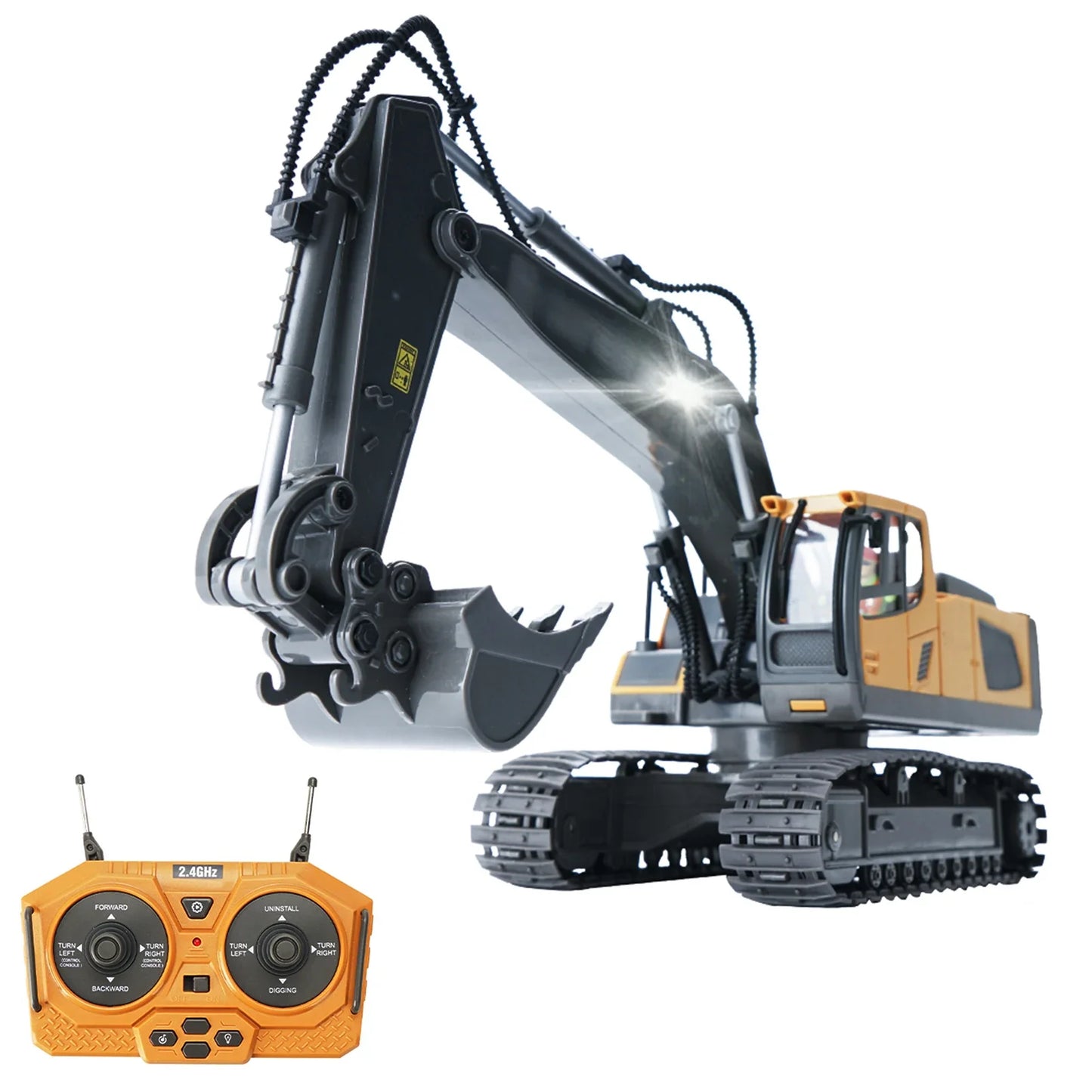 RC Excavator 1/20 2.4GHz 11CH RC Construction Truck Engineering Vehicles Educational Toys for Kids with Light Music