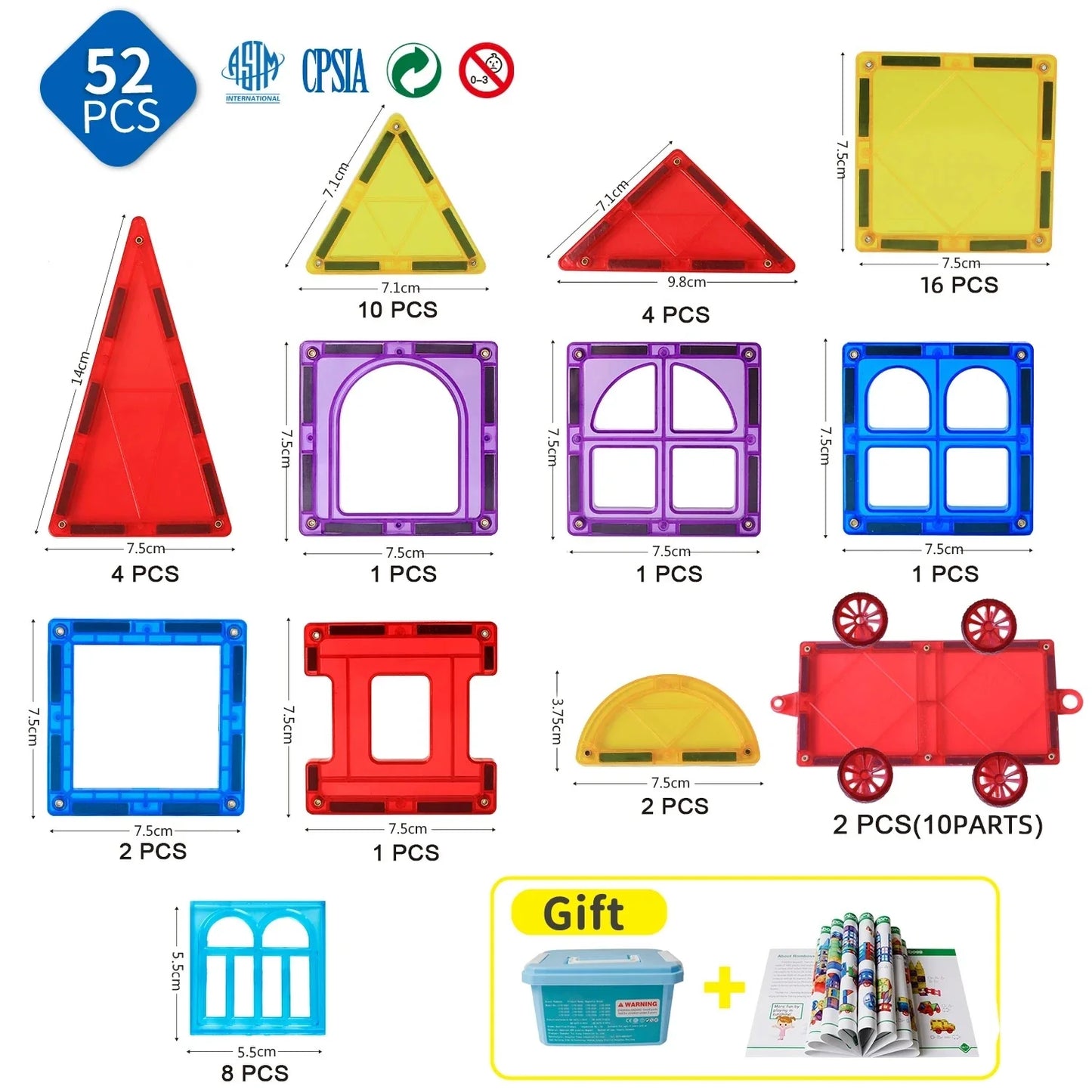 Magnetic Building Blocks for Children Magnetic Tiles Educational Toy for 3 4 5 6 7 8 Years Boys Girls Christmas Birthday