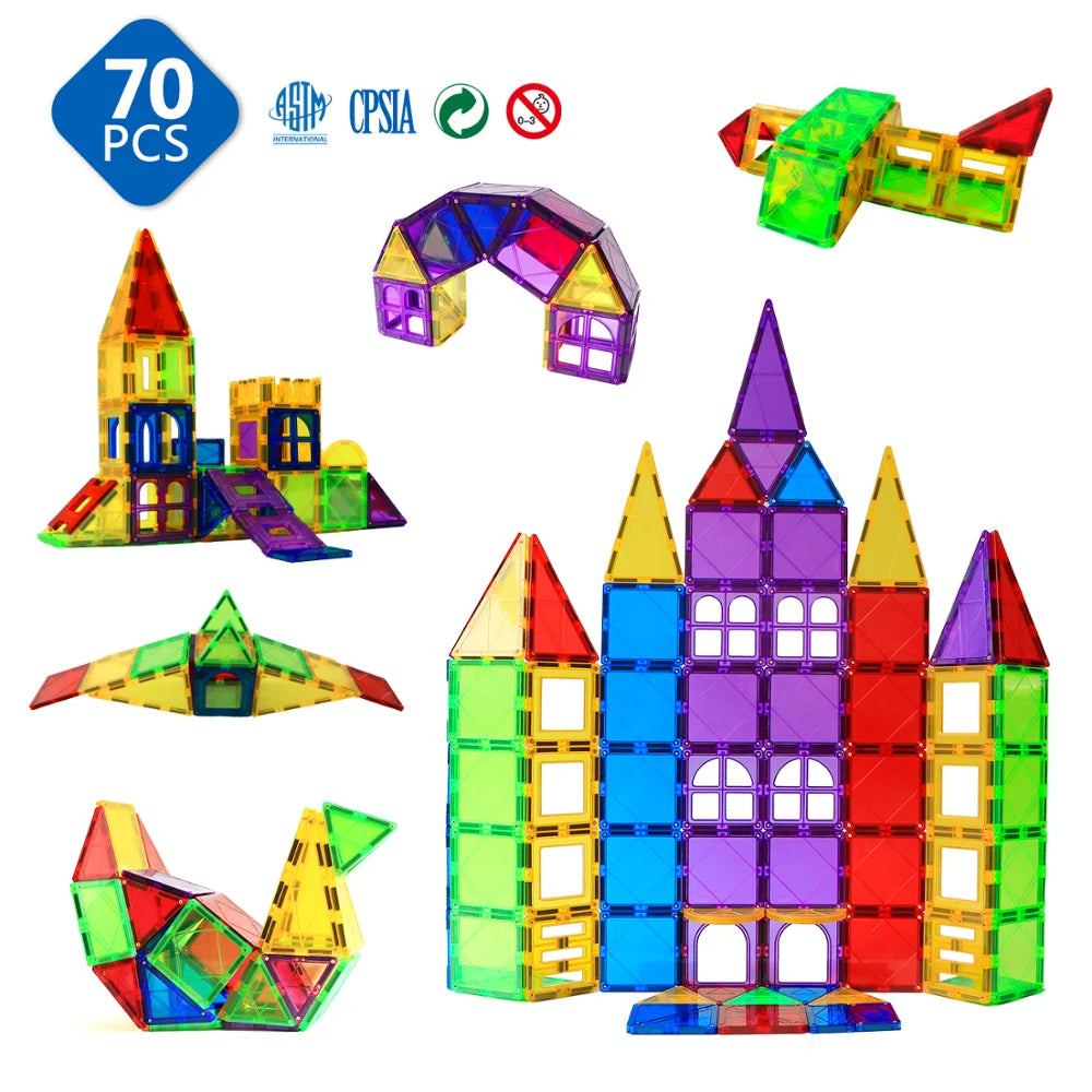 Magnetic Building Blocks for Children Magnetic Tiles Educational Toy for 3 4 5 6 7 8 Years Boys Girls Christmas Birthday