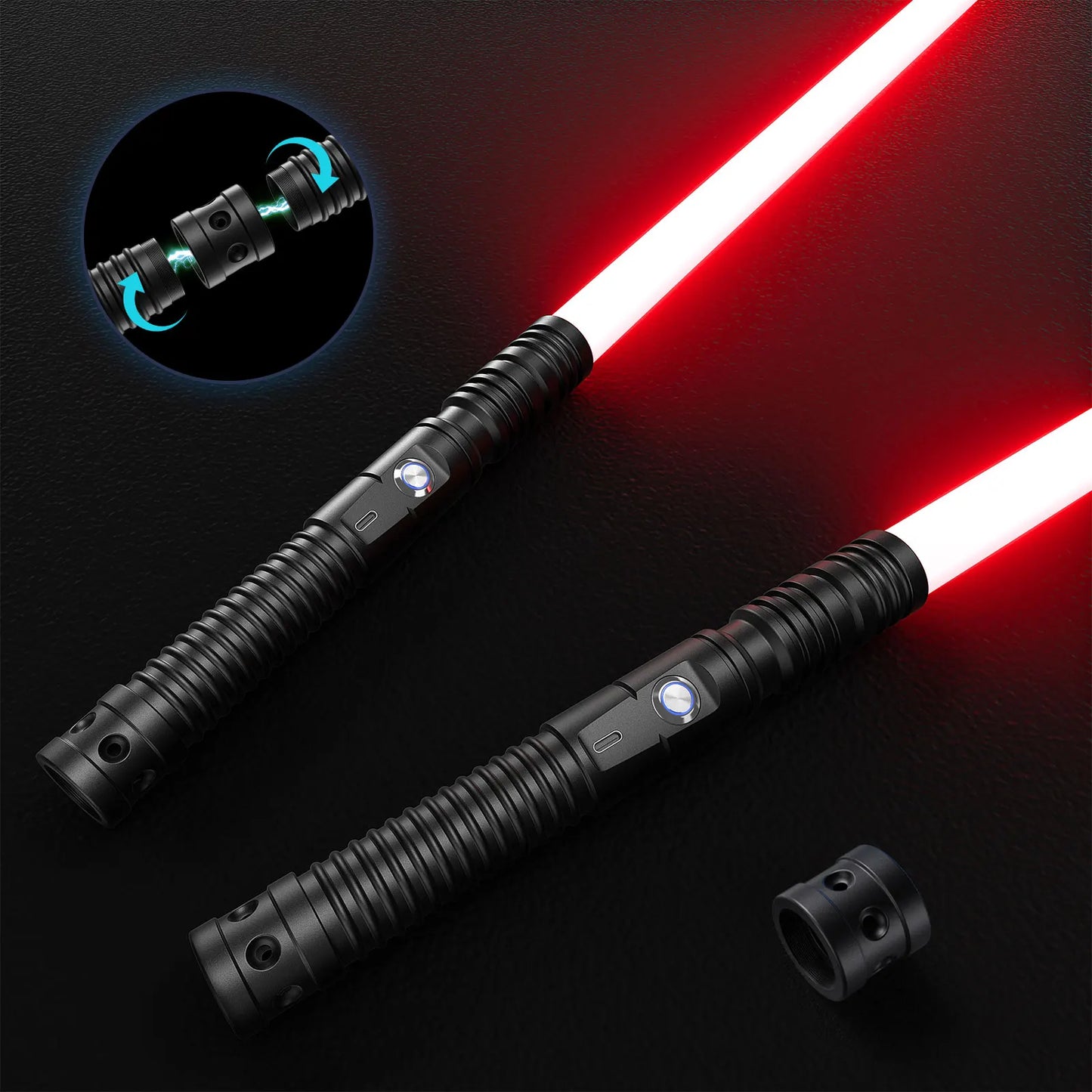 2pcs RGB 11 Colors Changeable with Sound Metal Hilt Light Saber Force FX Dueling Lightsaber Toy for Kids Adults Xmas Gift