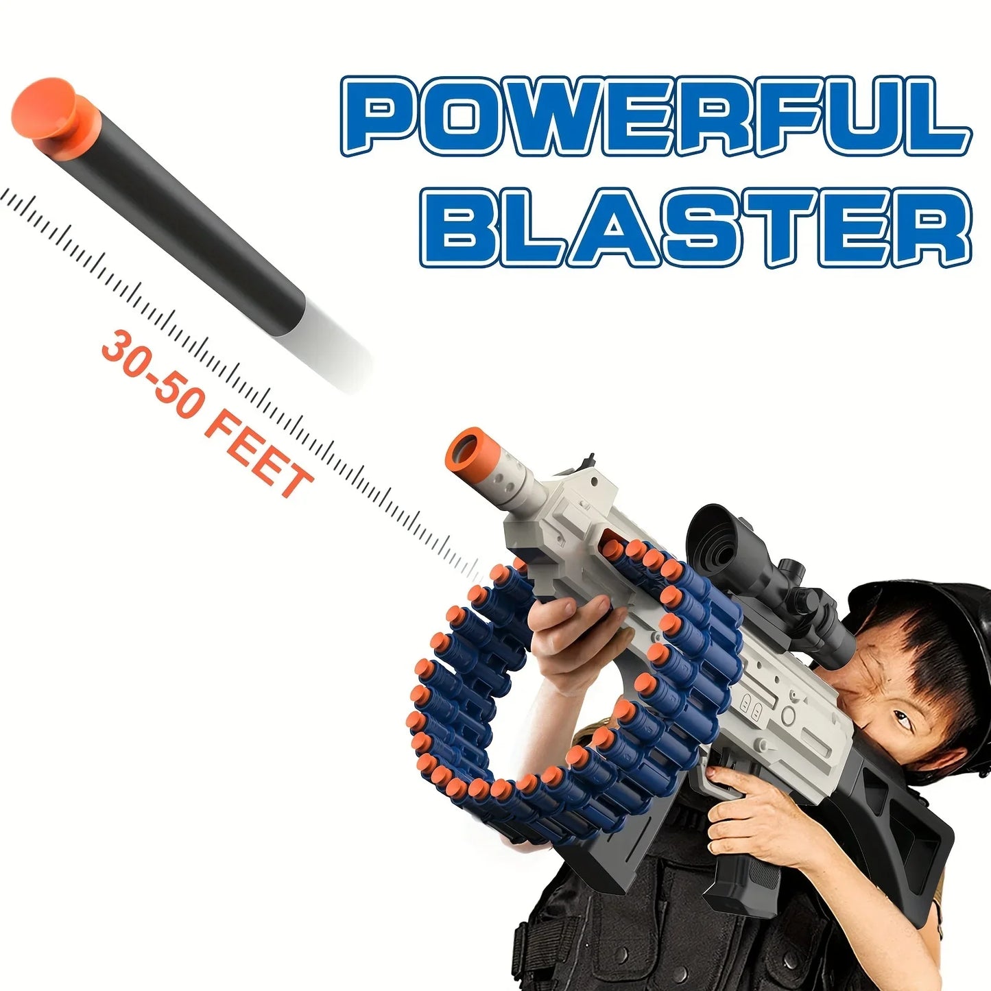 Soft Bullet Toy Gun Electric Automatic Toy, Toy Blaster with 26 Dart Clips and 30 Foam Darts, Outdoor Shooting Games Toys