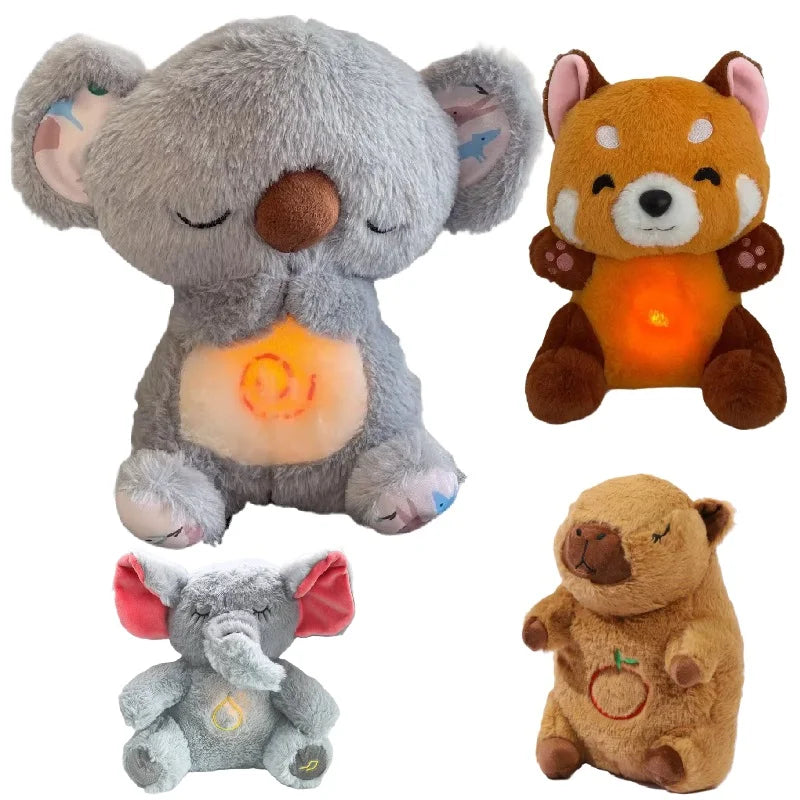 Soothing Cabybara Koala Sleep Toys for Kids Baby Calming Anxiety Relief Breathing Red Panda Sleep Buddy Plush Doll with Lights