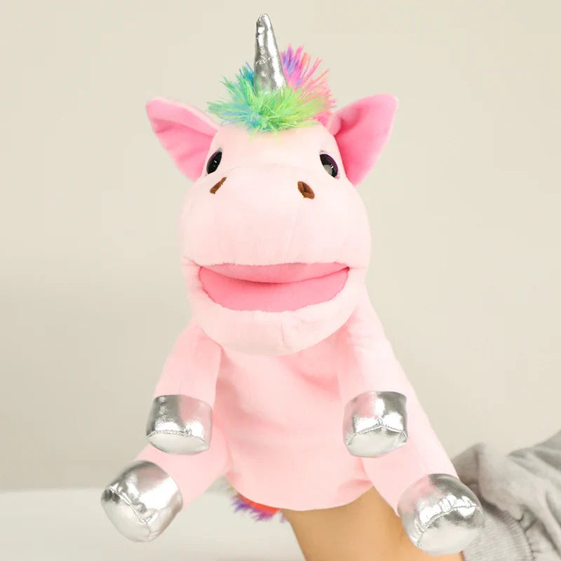 The Mouth Can Move Unicorn Hand Puppets Plush Toys Pony Dolls Parent Child Games Kindergarten Early Childhood Education Roleplay