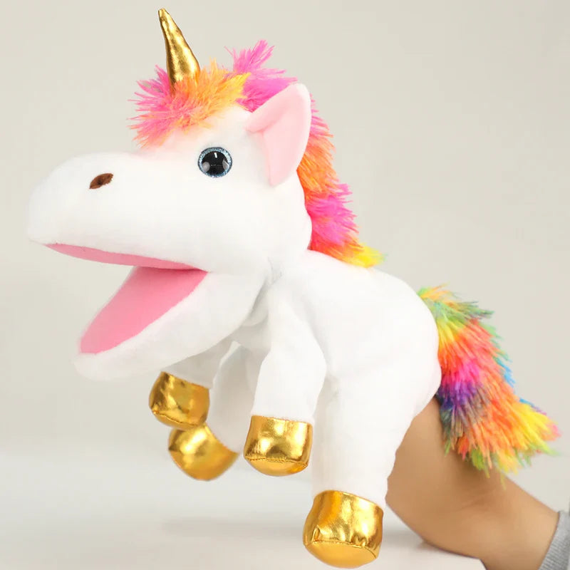 The Mouth Can Move Unicorn Hand Puppets Plush Toys Pony Dolls Parent Child Games Kindergarten Early Childhood Education Roleplay