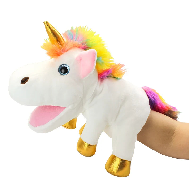 The Mouth Can Move Unicorn Hand Puppets Plush Toys Pony Dolls Parent Child Games Kindergarten Early Childhood Education Roleplay