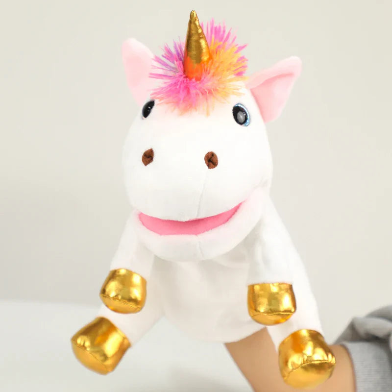 The Mouth Can Move Unicorn Hand Puppets Plush Toys Pony Dolls Parent Child Games Kindergarten Early Childhood Education Roleplay