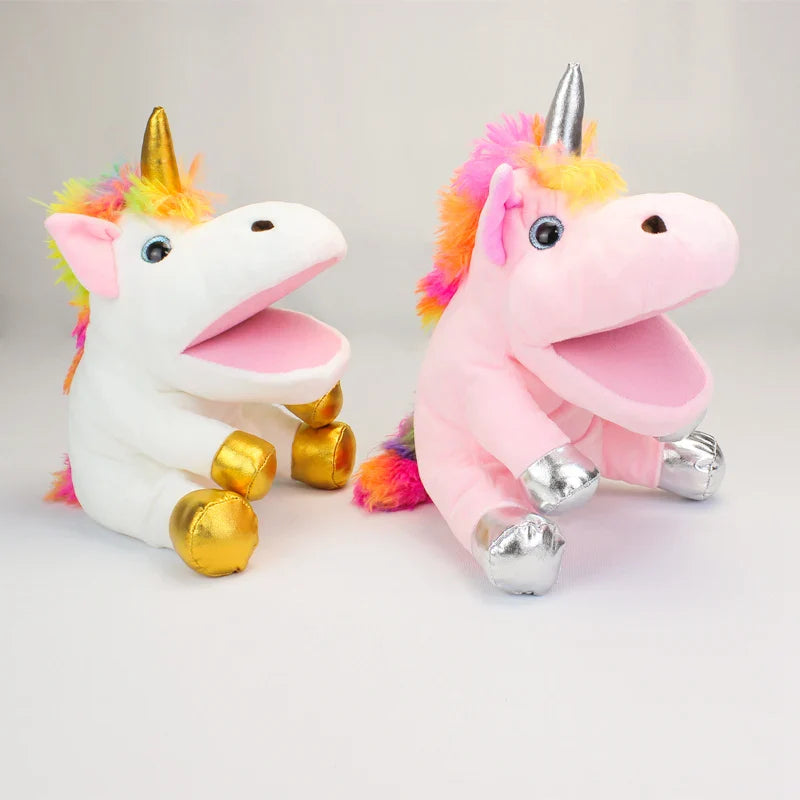 The Mouth Can Move Unicorn Hand Puppets Plush Toys Pony Dolls Parent Child Games Kindergarten Early Childhood Education Roleplay