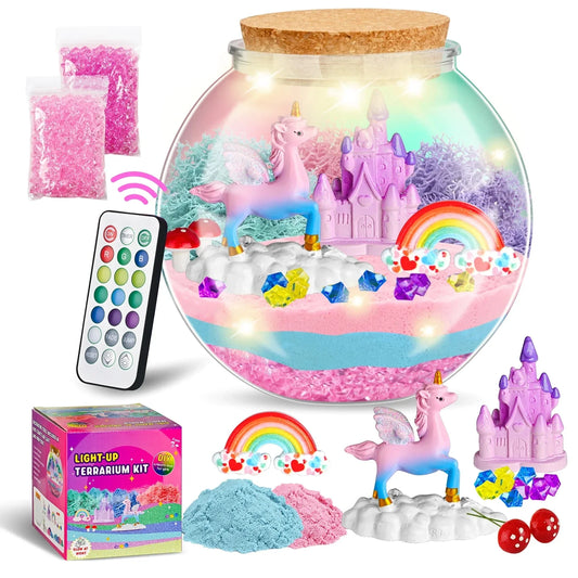 Unicorn Girl Gift - Children's Radiant Unicorn Glass Container Set - DIY Unicorn Art and Crafts Toys - Birthday Gift for Girls